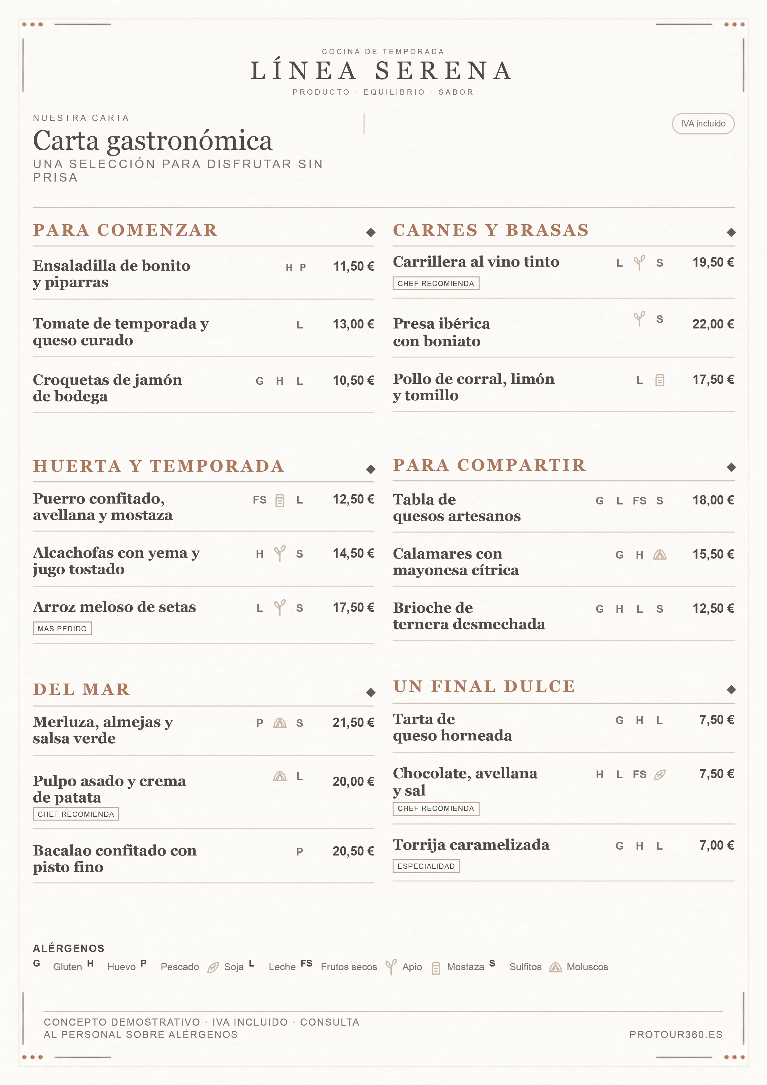 Carta A4 extensa en español organizada en dos columnas por ProTour360